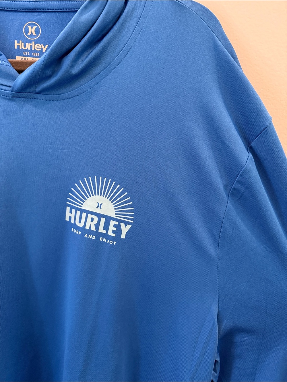 Hurley Blue Long Sleeve Hooded Sun Shirt nwot - Picture 4 of 6